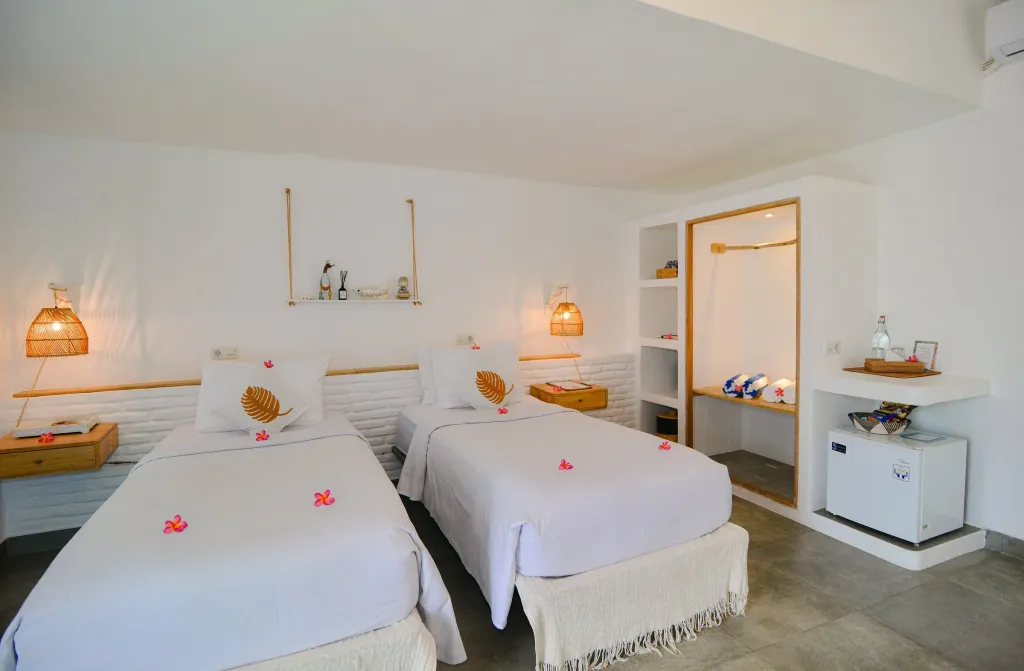 The two single beds of the Deluxe Room Twin