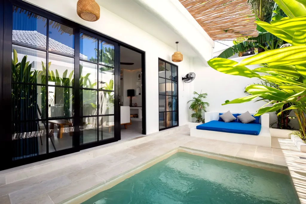 The Private Villa’s plunge pool, seen from the room